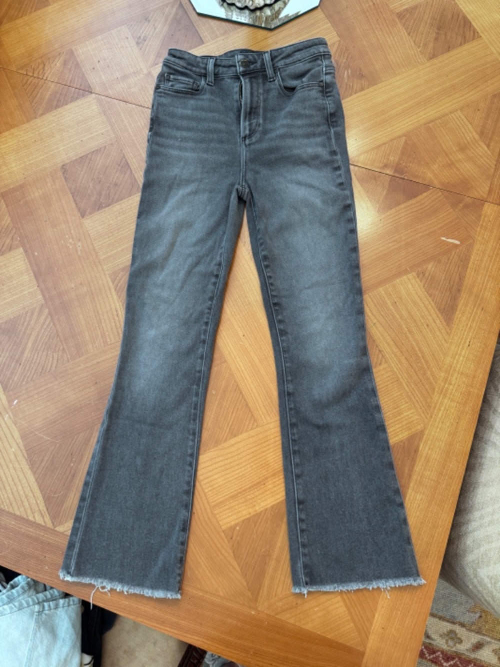PAIGE Claudine High Rise Ankle Flare jeans in Black Lotus (26)